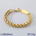 Pulsera de acero inoxidable bañada en oro 18K con placa cuadrada, 180x8mm y 21g - Pulsera de 8mm (KB203023-Z) / Dorado