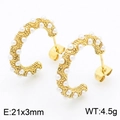 Orecchini a C in acciaio inossidabile dorato con perle bianche, misura 21x3mm - Oro (KE113138-KFC)