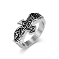 Nordic Celtic knot raven eagle ring in vintage silver finish with oxidised details - Size 7 / Steel