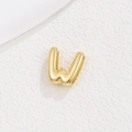 Detailed view of glossy 18K gold plated puffy letter W charm for DIY jewelry - Letter W / Gold