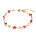 Bracciale dorato in acciaio inossidabile con perle malocchio rosse e sfere accento - Rosso (KB169286-MW)
