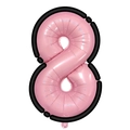 Détail du ballon chiffre 8 rose avec contours noirs pour décoration d'anniversaire - Chiffre 8 / Noir rose
