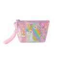 Neceser rosa de unicornio con lentejuelas arcoíris y llavero de cola de peluche - Rosa