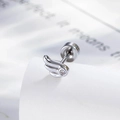 Piercing per cartilagine ad ala d'angelo in argento con piccolo cristallo e vite - Ala Destra (A706-Right)