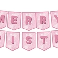 Pink Merry Christmas banner with snowflake patterns for festive holiday party decor - Pink Christmas Banner
