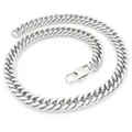 Collier maille gourmette cubaine en acier inoxydable argenté avec fermoir mousqueton - 10mm Boucle Rectangulaire / Collier 45cm / Acier