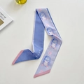 Pastel lavender and blue twilly scarf with cute cartoon rabbits and heart patterns - Tea Cup Rabbit