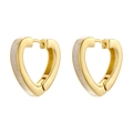 Elegant gold heart earrings with white enamel inlay on a clean minimalist background - White (VE1496)