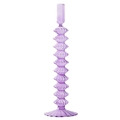 Unique wave-shaped purple glass candle holder with ribbed texture for home decor - Purple Ring Wave Stack (D1)