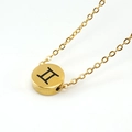 Minimalist golden Gemini constellation necklace with circular pendant on O-chain - 18K Gold / Gemini