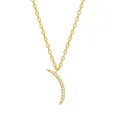 Collana con ciondolo a luna dorata e micro-diamanti su una delicata catena a O - Argento 925 / Oro 14K