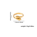 Detail view of gold snake ring dimensions showing 1.9cm inner diameter and 0.2cm width - Adjustable Open / Double-headed Snake Open Style (TYGR0063) / Gold