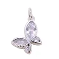 Silver butterfly jewelry pendant with marquise cut stones and milgrain detailing - Butterfly Gold Plated L359882-White Go