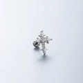 Silver stainless steel cross stud earring with clear zircon inlay and screw flat back - Full Zircon Cross Style(A98-3#)