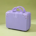 Mini 14-inch purple cosmetic suitcase with vertical stripes and metal corner protectors - 14" / Goddess Purple