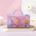 Purple and pink makeup sponge set with rose gold metal holder in space themed packaging - Purple