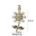 Golden rose pendant with white pearls and colored zirconias on white background - D9016JB Flower