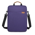 Professional purple Oxford fabric laptop briefcase with brown leather handles and strap - Purple