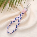 Handmade gradient woven lanyard in blue, pink, and white with a metal lobster clasp - 12mm Wide / Blue White Pink (K2615)