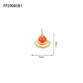 Bohemian vintage fan-shaped pendant with orange stone in gold metal base - Red Agate Style (FP29085B1)
