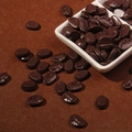 Realistische kunstmatige koffiebonen en cacaoboonmodellen in een kleine keramische kom - Nieuwe koffieboon