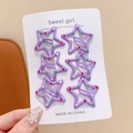 Set of 6 purple hollow star hair clips with colorful polka dots for girls - Star (86#) / Set of 6 / Purple Polka Dot