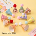 DIY mini party hats set of 10 with colorful pompoms and cute bear patterns for cakes - Little Rabbit Pom-pom Hat DIY Kit (10 Pcs)