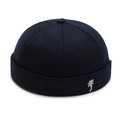Bonnet docker bleu marine avec broderie de cocotier, chapeau rétro sans bord minimaliste - Réglable / Bleu marine