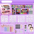Water-soluble face paint kit with 18 brushes, 12 finger sponges, and creative stencils - Professional Ultimate Kit - [Fluorescent Version] 6-Box Family Set