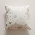 Funda de cojín navideña de felpa blanca con copos de nieve plateados y holográficos - 45x45cm (Con Núcleo De Algodón No Tejido De 400g) / Estilo 3-Copo de Nieve Mixto