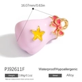 Pink boxing glove alloy charm with yellow star and pink bow for jewelry DIY - Pink Glove (PJ92611F)