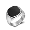 Macro detail of men's vintage titanium steel ring featuring a square black stone inlay - US 11 / Style 6 Steel Color
