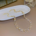 Gold Zircon Pearl Necklace