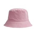Minimalist pink corduroy bucket hat for women with textured fabric and wide brim - Pink