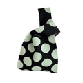 Bolso de punto con estampado de lunares negros y verdes y asa de nudo único - Negro con lunares verdes