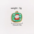Cute golden Santa Claus square charm pendant with green enamel for DIY jewelry making - Santa Claus
