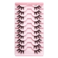 10 Paar Y1005 halbe falsche Wimpern mit transparentem Band in rosa Tablett - Flauschiger geschwungener Stil (Y1005)