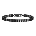 Chic black plated stainless steel mesh woven bracelet with secure lobster clasp closure - Black-Width 6mm Length 19cm