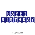 Navy blue Happy Birthday fishtail banner with white letters, 11.5x16.3cm party bunting - Dark Blue Birthday Banner