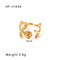 Dettaglio dell'anello rosa dorato con specifiche di 8 mm di altezza e 3,8 g di peso - Aperto Regolabile / Oro
