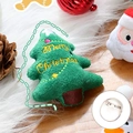 Cute green plush Christmas tree brooch with yellow Merry Christmas embroidery and red balls - Letter Christmas Tree - Brooch Style