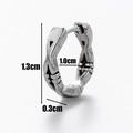 Vintage steel hoop earring for men with geometric patterns and precise dimensions - Wave Pattern (S95)