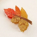Pinza para el pelo con hoja de membrillo de otoño en acetato multicolor con vetas de oro - Hoja / Rojo naranja degradado