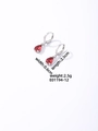 Elegant silver earrings featuring a pear-shaped red zircon drop pendant with a 4-claw setting - Silver Hoop + Red Gemstone (E01194-12)