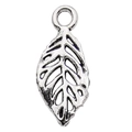 Antique silver leaf pendant charm with hollow design for DIY jewelry making - Leaf Style (10409)