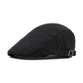 Classic black vintage ivy cap featuring breathable mesh fabric and metal side buckle - Black