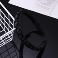 Detail of black woven headband with dense rhinestones and anti-slip teeth design - Black Zircon
