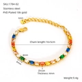 Détails du bracelet de tennis en zircon coloré avec plaquage or 18k PVD et dimensions - Zircone Colorée