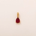 Teardrop-shaped red birthstone pendant in an 18K gold-plated titanium steel setting - July 3-Prong Teardrop Pendant Only (Without Chain)