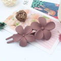 Elegant matte finish hair clip featuring dual dusty pink flower designs for women - Dust Rose